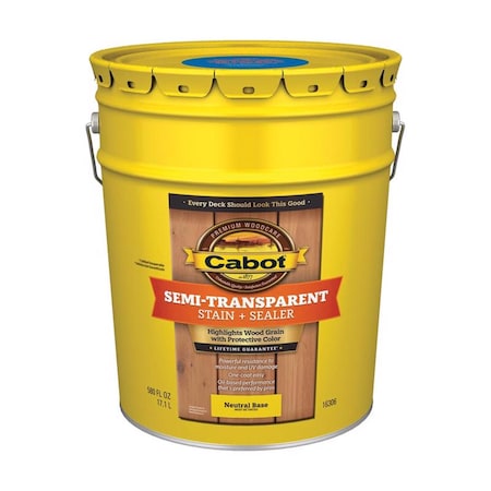 Cabot Cabot Semi-Transparent Low VOC Semi-Transparent Tintable Neutral Base Stain and Sealer 5 gal 140.0016306.008